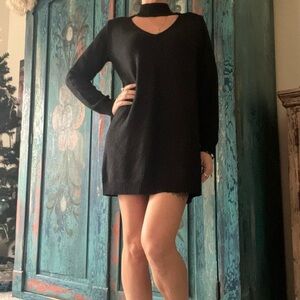 Tobi Black Choker sweater Dress
